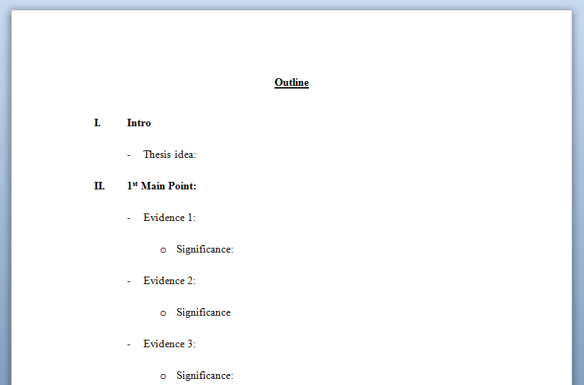 College paper outline