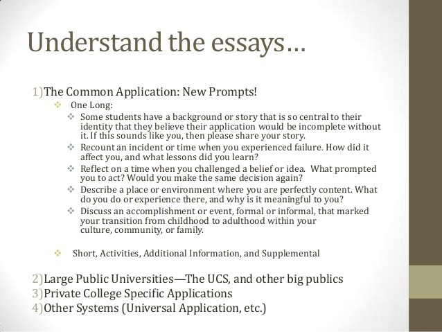 Essays for college application