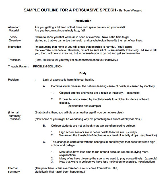 Speech example persuasive outline 7+ Persuasive