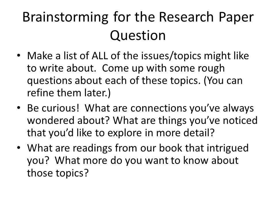 Research paper questions